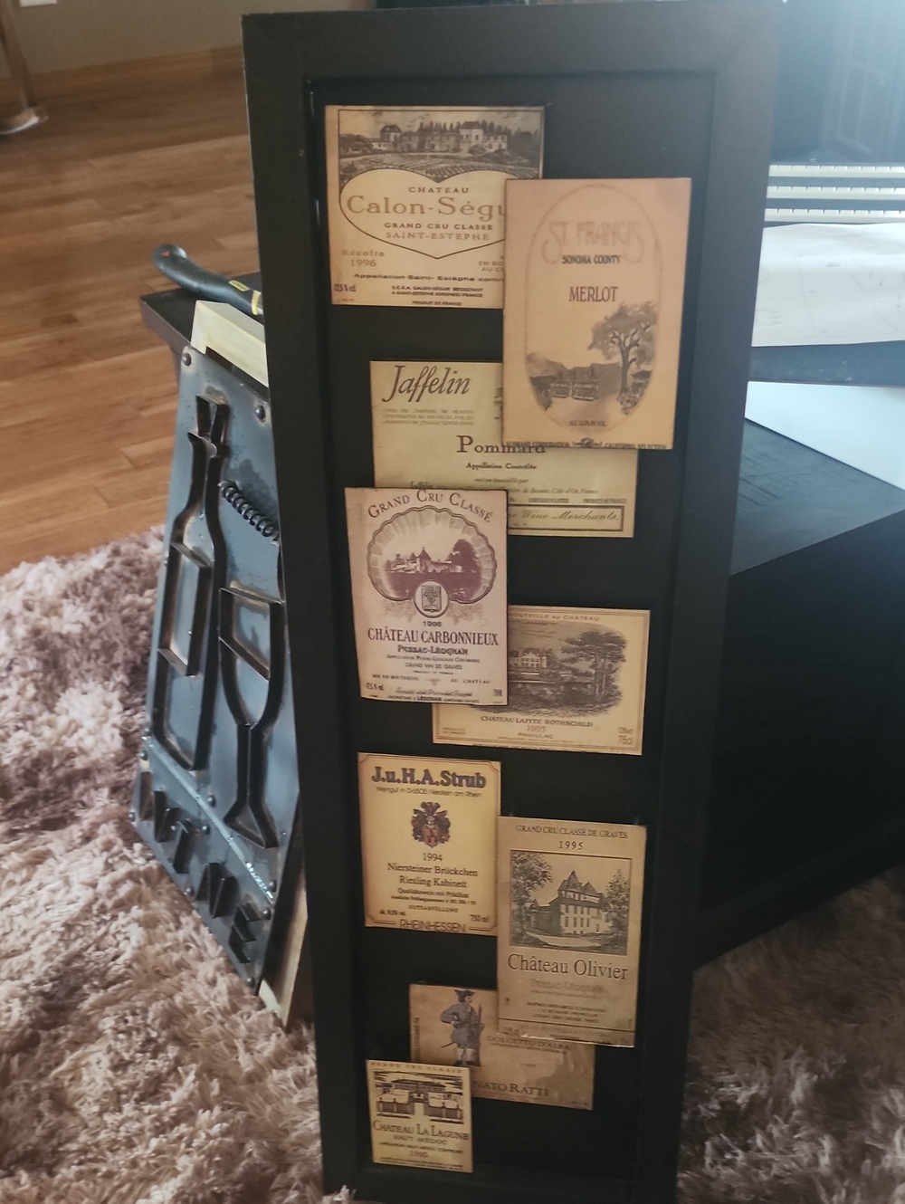 Black Framed Wine Label Collage